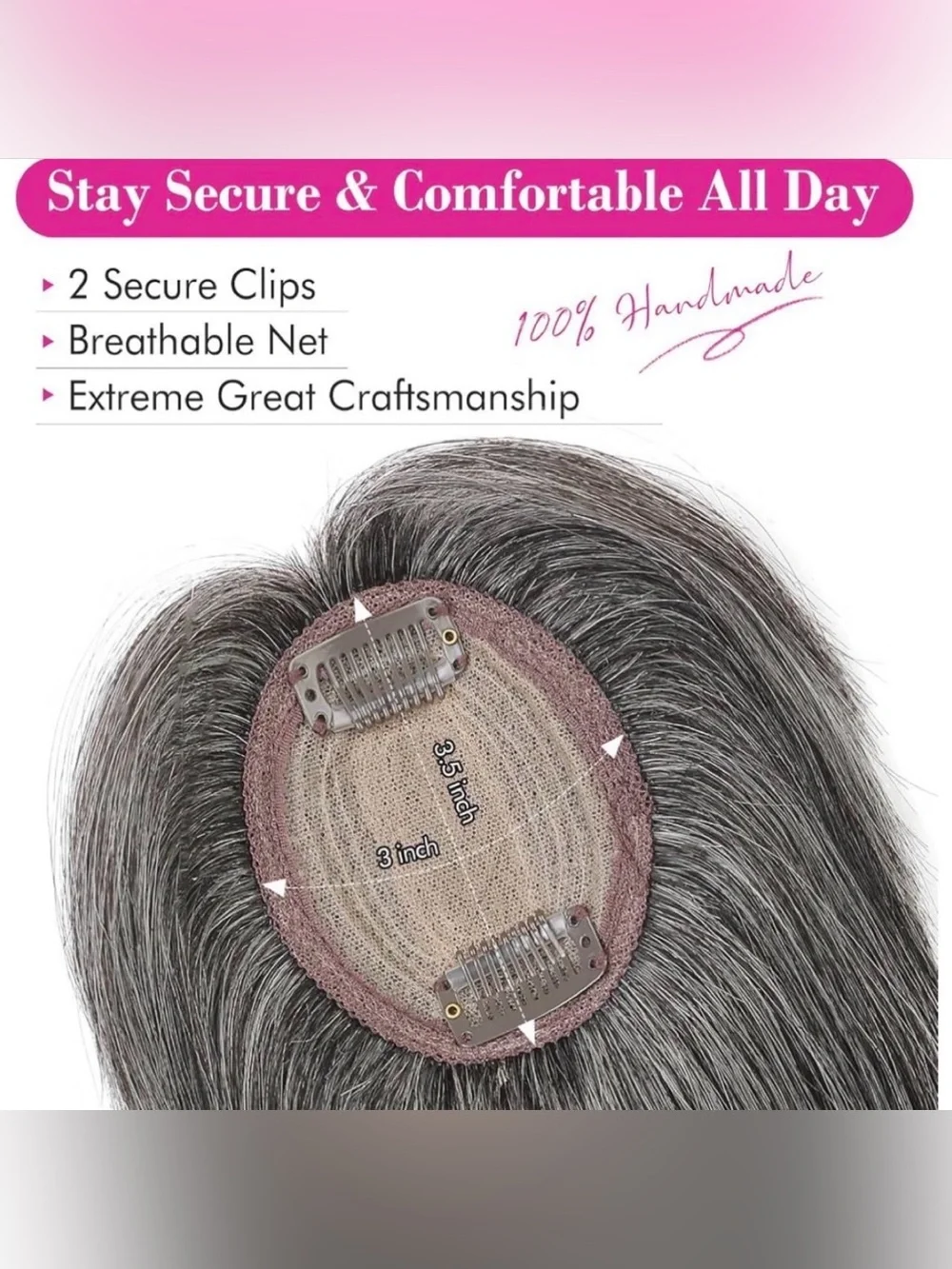 REECHO Hair Toppers for Women Real Human Hair, Dark Grey black